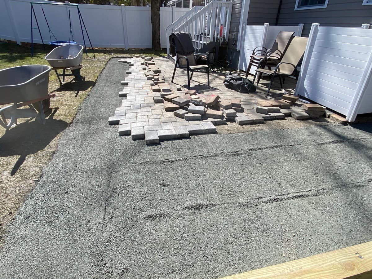 Patio construction in progress